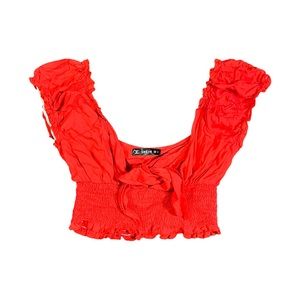 SHEIN Red Cropped Tie Top